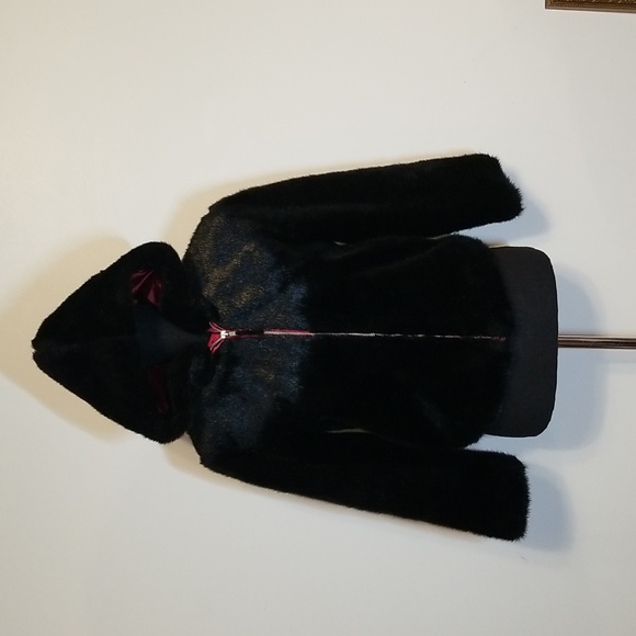 GAP Kids black faux fur jacket